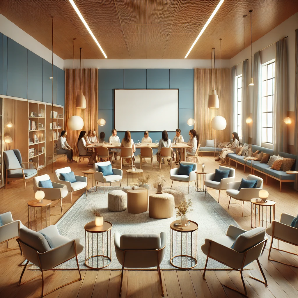 DALL·E 2024-08-28 12.32.03 - An image of a modern, warm, and inviting teacher_s environment designed for reflective practice. The setting includes a collaborative classroom or wor